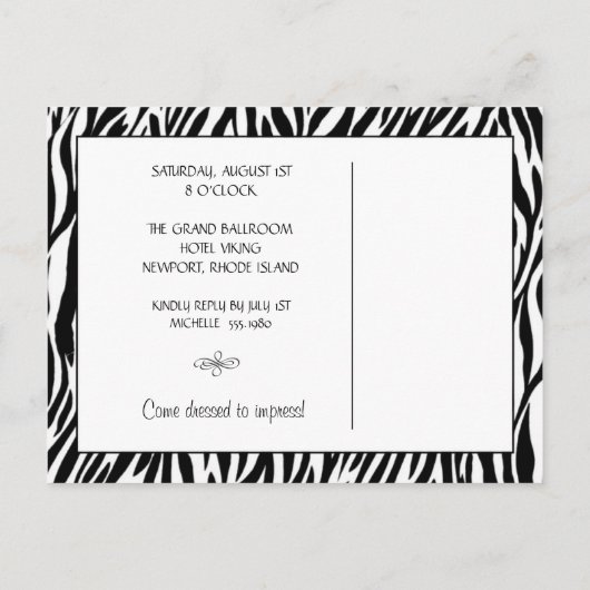 zèbre ; invitation d'anniversaire (Dos)