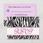 Zèbre noir blanc rose RSVP réponse personnalisée (Devant / Derrière)