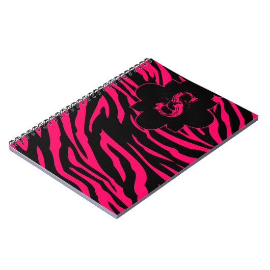 Zèbre noir rose chaud Imprimer Carnet spiral anima (Côté gauche)