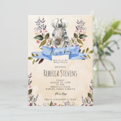 zèbre petit garçon floral baby shower invitation (Debout devant)