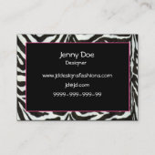 zèbre rayures roses fourrure Carte de visite chic (Dos)