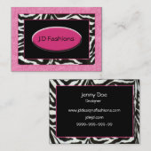 zèbre rayures roses fourrure Carte de visite chic (Devant / Derrière)