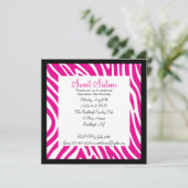 Zèbre rose et blanc Invitation du seizième anniver (Debout devant)