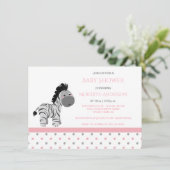 Zèbre rose et gris Bébé Fille Douche Invitations (Debout devant)