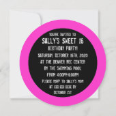 Zèbre rose noir doux 16 invitations à la fête (Dos)