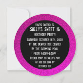 Zèbre rose noir doux 16 invitations cercle (Dos)