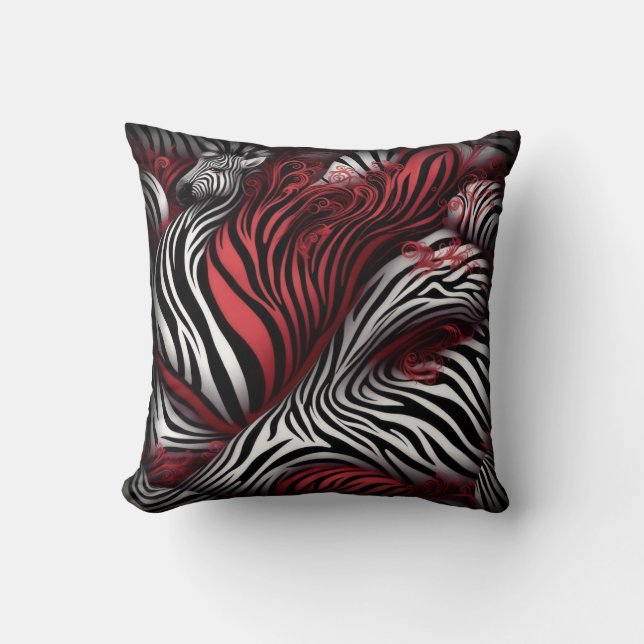 Zèbre rouge et noir Coussin d'impression (Recto)
