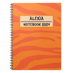 Zèbre rouge sur motif orange  Spiral Photo Carnet