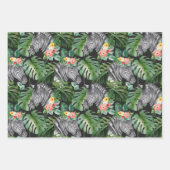 Zèbre tropical alpaga gris rose noir feuille flora (Devant)