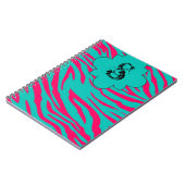 Zèbre Turquoise rose chaud Imprimer Carnet Spiral (Côté gauche)
