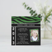 Zèbre vert et noir Imprimer Graduation Invitation (Debout devant)