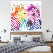 Zèbres colorés Grande aquarelle toile d'art Imprim (Insitu(Chambre))