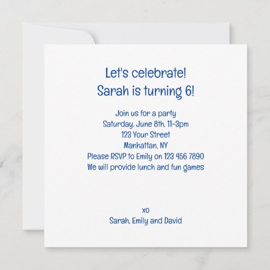 Zèbres fêter, invitation d'anniversaire zèbre (Dos)