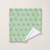 Zèbres kényans mignons vert doux (Gant de toilette)