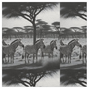 Zèbres Noirs Et Blancs En Afrique, Tissu
