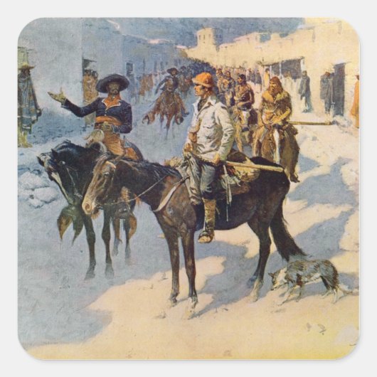 Zebulon Pike Entering Santa Fe Vierkante Sticker (Voorkant)