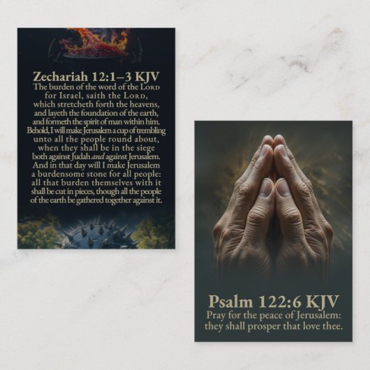 Zechariah 12:1-10 and Psalm 122:6 KJV Card Visitekaartje (Voorkant / Achterkant)
