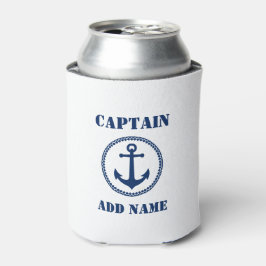 Zee Anchor Captain Naam of Boot Navy Blauw & Wit Blikjeskoeler