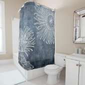 Zee Anemone Waterverf Twilight Ocean Blue White Douchegordijn (In situ)