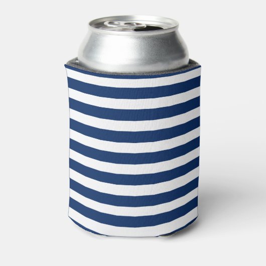 Zee Anker Kapitein Bootnaam Blauw en Wit Streep Blikjeskoeler (Blikje Achterkant)