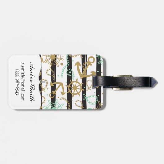 Zee-ankerpatroon Bagagelabel (Achterkant horizontaal)