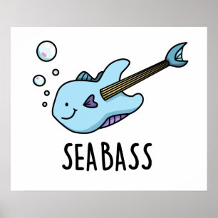 Zee Bass Funny Bass Guitar Fish Pun Poster