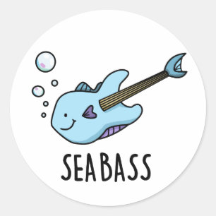 Zee Bass Funny Bass Guitar Fish Pun Ronde Sticker
