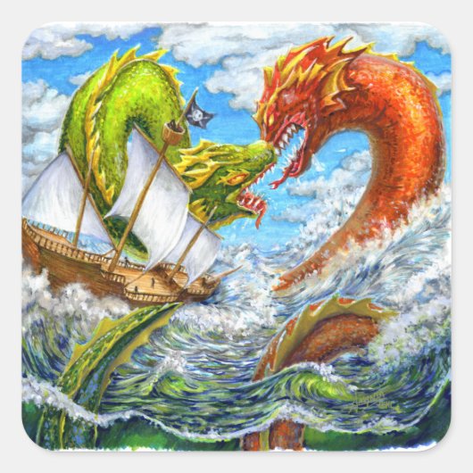 Zee Battle Vierkante Sticker (Voorkant)