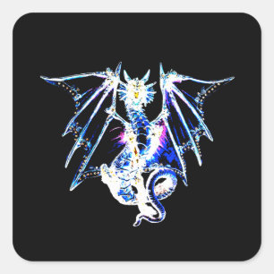 Zee Beest Draak Oceaan Fantasie Mythisch Wezen Vierkante Sticker