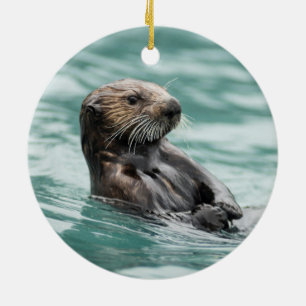 Zee bekijken otter keramisch ornament