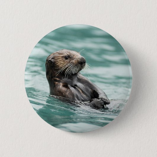 Zee bekijken otter ronde button 5,7 cm (Voorkant)