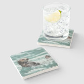 Zee bekijken otter stenen onderzetter (Zijkant)