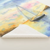 Zee bij zonsondergang sherpa deken (3/4)