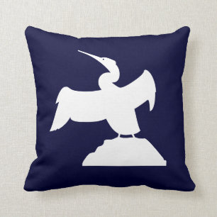 ZEE BIRD. WHITE op blauwe kussen