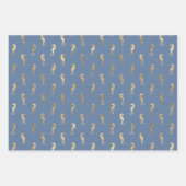 Zee Blauw en Goud Zeepaardje Trident Zeemeermin Sc Inpakpapier Vel (Voorkant 2)