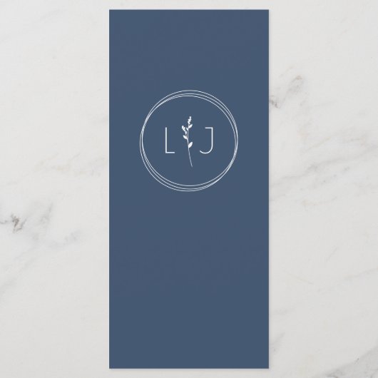 Zee blauw · Modern minimalistisch script bruiloft Menu (Achterkant)