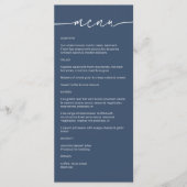 Zee blauw · Modern minimalistisch script bruiloft Menu (Voorkant)