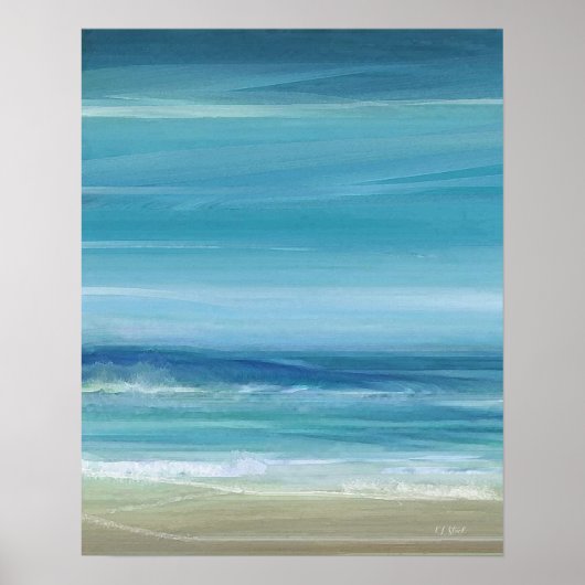 Zee Blauw strand | Abstracte Waterverf van de Ocea Poster (Voorkant)