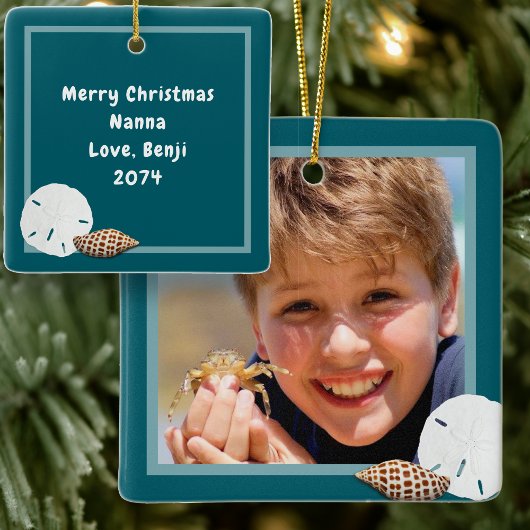 Zee blauw voor kerstfoto's Ornament