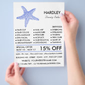 Zee Blauwe Strand Stervis, Visagist, Schoonheidssa Flyer (Hand)