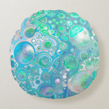 Zee Blue Abstract Bubbles Sierkussen