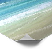 Zee Blue Beach Abstracte Waterverf Ocean Waves Poster (Hoek)