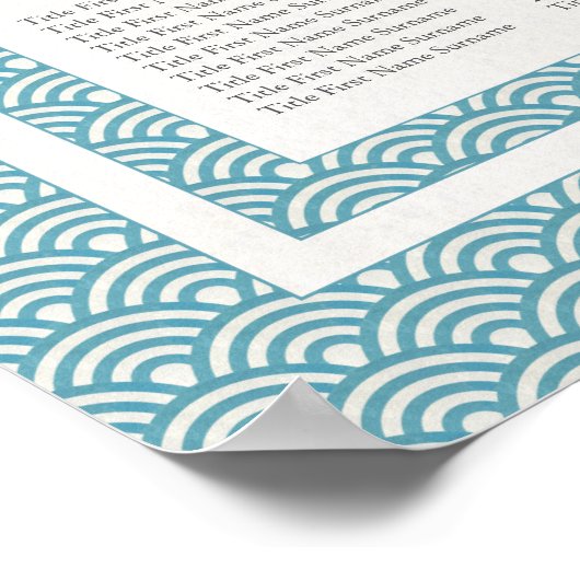 Zee Blue Green Wave Pattern Wedding Seding Chart Poster (Hoek)