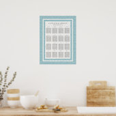 Zee Blue Green Wave Pattern Wedding Seding Chart Poster (Keuken)