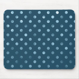 Zee Blue Metallic Faux Foil Polka Dot Aqua Stippen Muismat