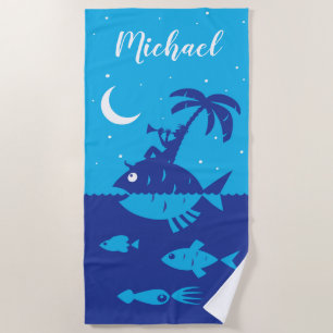 Zee Blue Nautical Fish Tropical Island Beach Towel Strandlaken