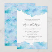Zee Blue waterverf Baby shower uitnodiging (Voorkant / Achterkant)
