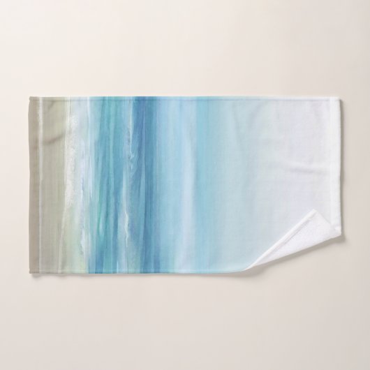 Zee Blue Waterverf Ocean Waves Kuststrand Bad Handdoek (Handdoek)