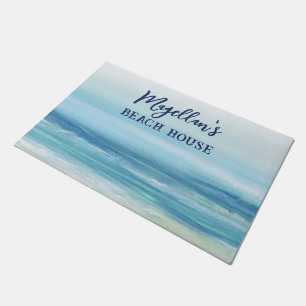 Zee Blue Waterverf Ocean Waves Kuststrand Deurmat