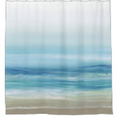 Zee Blue Waterverf Ocean Waves Kuststrand Douchegordijn (Voorkant)
